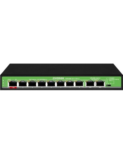 DSP208F-2F-T120 DSP208F-2F-T120 V1 (L2) 10х100Мбит/с 8PoE 8PoE+ 120W. Коммутатор с питанием по PoE. Digma в Севастополе