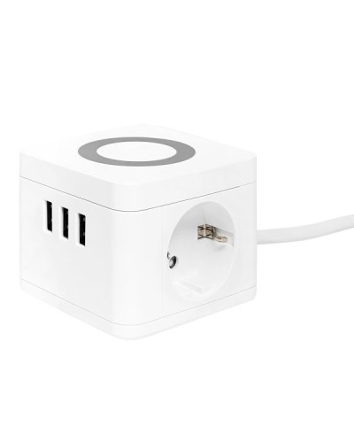 Удлинитель Куб 2 гнезда 3USB 2,4А+зарядное устройство 1,3 метра 1мм2. Удлинитель Куб. EKF в Севастополе