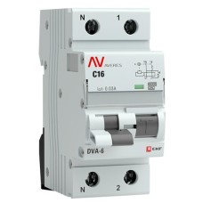 DVA-6 1P+N 16А (C) 30мА (AC) 6кА  AVERES (rcbo6-1pn-16C-30-ac-av). Автоматический выключатель дифференциального тока. EKF