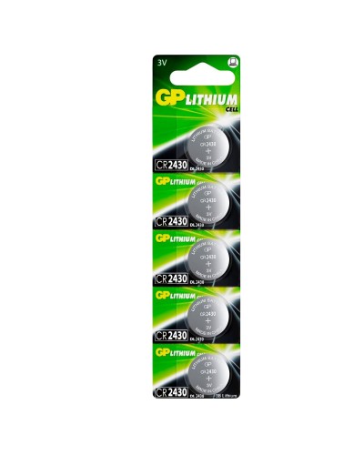 GP Lithium CR2430 (GP CR2430-2C5 100/1000), упак. 5 шт. БЛИСТЕР. Литиевые дисковые батарейки. GP Batteries в Севастополе