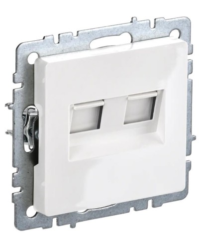 Розетка RJ11+RJ45 РК/Т12-БрБ белая BRITE (BR-KT20-O-1-K01). Розетка двойная. IEK в Севастополе