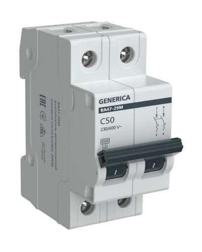 GENERICA ВА47-29М 2P C 50А 4,5кА (MVA21-2-050-C-G). Автоматический выключатель. IEK в Севастополе