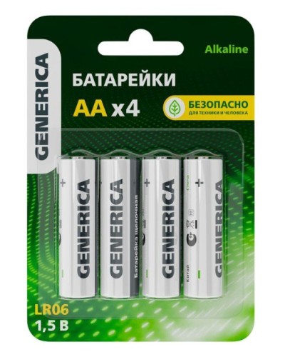 Батарейка Alkaline LR06/AA GENERICA (4 шт) (ABT-LR06-ST-L04-G). Батарейка щелочная. IEK в Севастополе