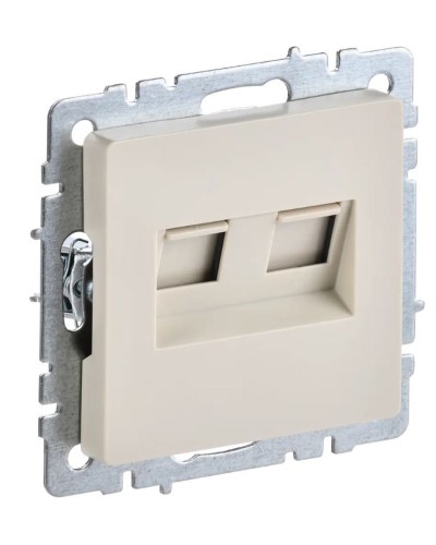 Розетка RJ11+RJ45 РК/Т12-БрКр бежевый BRITE (BR-KT20-O-1-K10). Розетка двойная. IEK в Севастополе