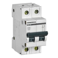 GENERICA ВА47-29 2P C 20А 4,5кА (MVA25-2-020-C). Автоматический выключатель. IEK