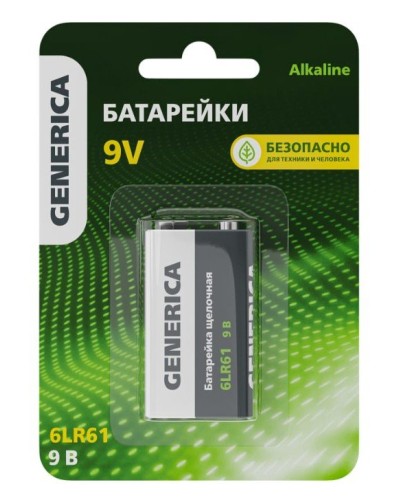 Батарейка Alkaline 6LR61 9V GENERICA (ABT-6LR619V-ST-L02-G). Батарейка щелочная. IEK в Севастополе