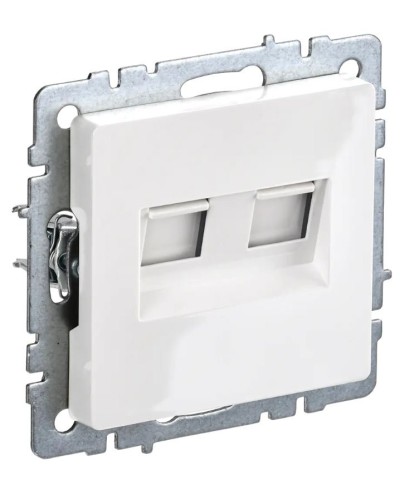 Розетка RJ45 РК10-2-БрБ кат.5E, белая BRITE (BR-K20-1-K01). Розетка компьютерная двойная. IEK в Севастополе
