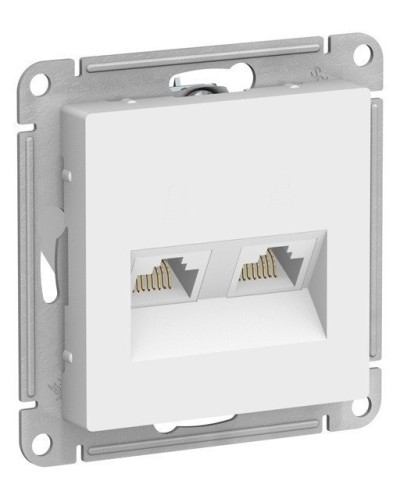 AtlasDesign розетка RJ45+RJ45, 2-местная, скрытой установки, механизм, белый (ATN000185). Розетка компьютерная. Systeme Electric в Севастополе
