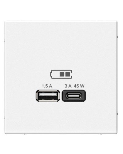 ArtGallery розетка USB тип-A+C 45Вт, скрытой установки, механизм, белый (GAL000129). Розетка USB. Systeme Electric в Севастополе