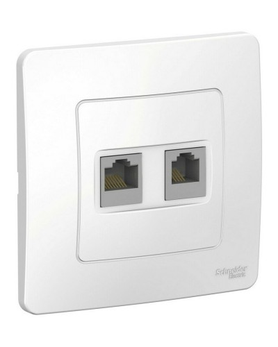 BLANCA розетка RJ45+RJ11 2-местная, кат. 5Е, скрытой установки, белый (BLNIS045111). Розетка компьютерная + телефонная. Systeme Electric в Севастополе