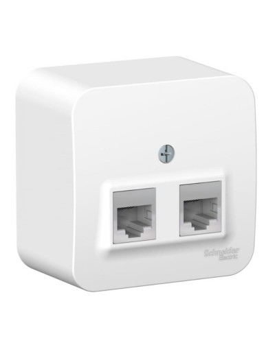 BLANCA розетка RJ11+RJ45, 2-местная, кат. 5Е, открытой установки, белый (BLNIA045111). Розетка компьютерная + телефонная с изолированной пластиной. Systeme Electric в Севастополе