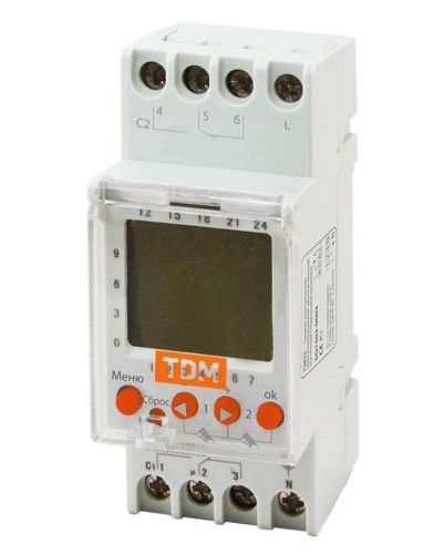 ТЭ822-2кан-1мин/7дн-44on/off-2х16А-DIN TDM (SQ1503-0003). Таймер электронный. TDM ЕLECTRIC в Севастополе