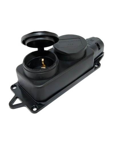 Розетка двухместная 2Р+РЕ 16А 250В IP44 (SQ0612-0037). Розетка двухместная с заглушками каучук. TDM ЕLECTRIC в Севастополе