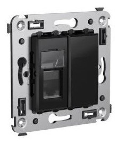 Розетка RJ-45 в стену Avanti одинарная черный квадрат (4402463). Розетка компьютерная. ДКС в Севастополе