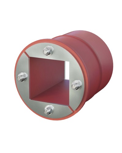Проходка круглая, нержавеющая, D200х70 мм с проемом 120х120 мм (DXF3126): Проходка круглая, нержавеющая, с проёмом в Севастополе