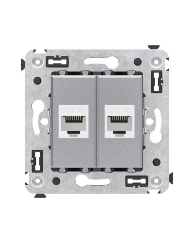 Розетка RJ-45 в стену, кат.5E, Avanti, двойная, закаленная сталь (4404664). Розетка компьютерная. ДКС в Севастополе
