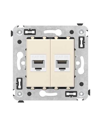Розетка RJ-45 в стену, кат.5E, Avanti, двойная, ванильная дымка (4405664). Розетка компьютерная. ДКС в Севастополе