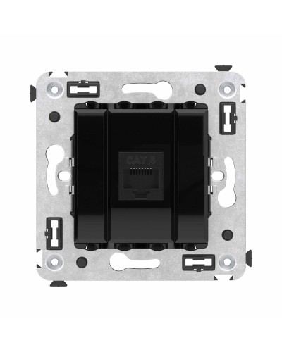 Розетка RJ-45 в стену, кат.6E, Avanti, одинарная, черный квадрат (4402693). Розетка компьютерная. ДКС в Севастополе