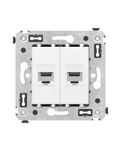 Розетка RJ-45 в стену, кат.5E, Avanti, двойная, белое облако (4400664). Розетка компьютерная. ДКС в Севастополе