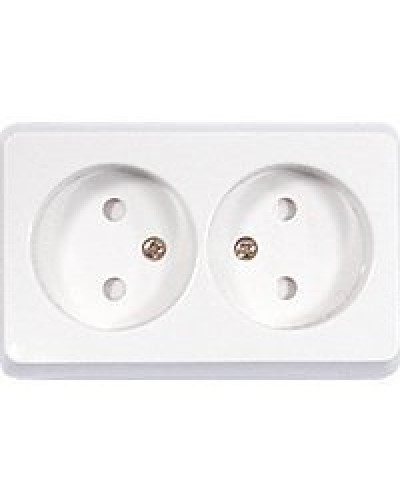 Розетка двойная открытой установки без з/к, бежевый, LK Standard (813601). Розетка без заземляющих контактов с защитными шторками. Экопласт в Севастополе