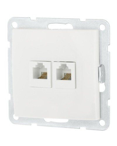 Розетка телефонная двойная 2xRJ-12 с накладкой, белый LK60 (865604-1). Розетка телефонная. Экопласт в Севастополе