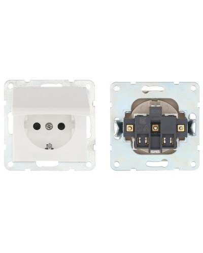 Розетка с з/к, шторками и крышкой, белый LK60 (863404-1). Розетка. Экопласт в Севастополе