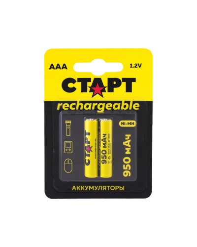 СТАРТ HR03 (AAA, 950mah), упак. 2 шт. БЛИСТЕР. Перезаряжаемые аккумуляторы. СТАРТ в Севастополе