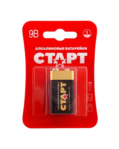 СТАРТ 6LR61-BL1 (9 В, Крона,  6LR61), БЛИСТЕР. Алкалиновая батарейка. СТАРТ в Севастополе